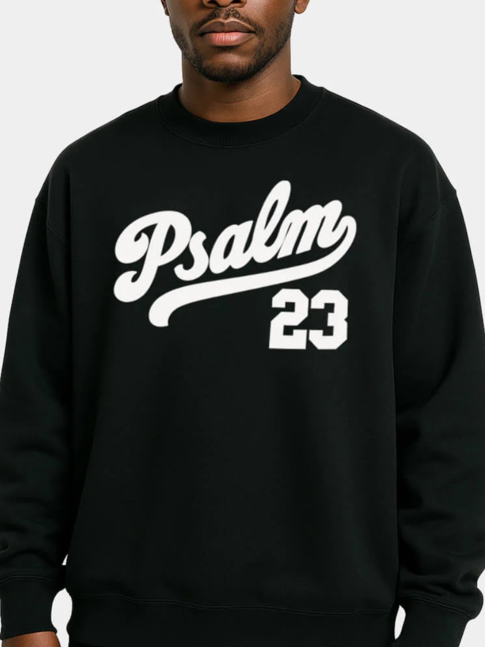 Men’s Wear your faith Psalm 23 Graphic Crewneck Sweatshirt - Black - Picture 1 of 5